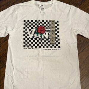 New Boys XL 18/20 Vans White Checkered Rose Short Sleeve Tee